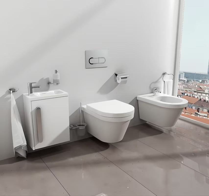 Tipka za ispiranje tipka Ravak Chrome u izvedbi satin mat krom pro viseća WC školjka