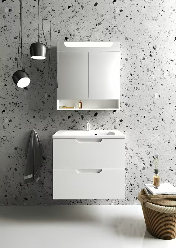 Sjajno bijela kupaonski ormarić ispod umivaonika Ravak Classic II 60 s dvije ladice