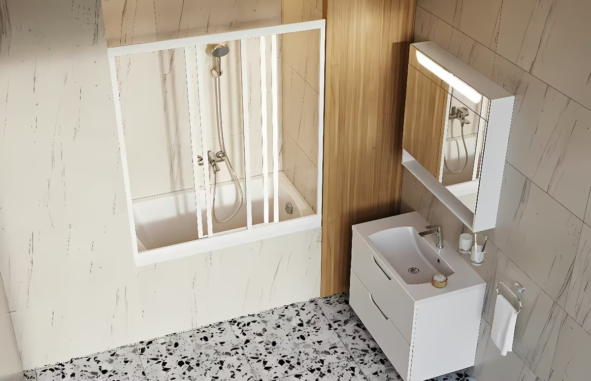 Sjajno bijela kupaonski ormarić ispod umivaonika Ravak Classic II 60 s dvije ladice