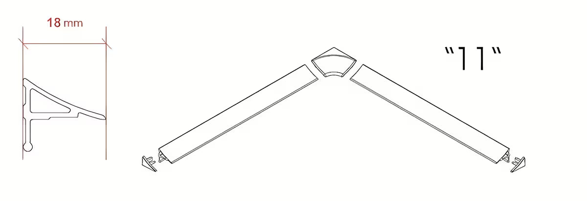 Ravak 10° set pro pokrivne letvice 11 u bijeloj boji sa završecima i kutnim spojnicama