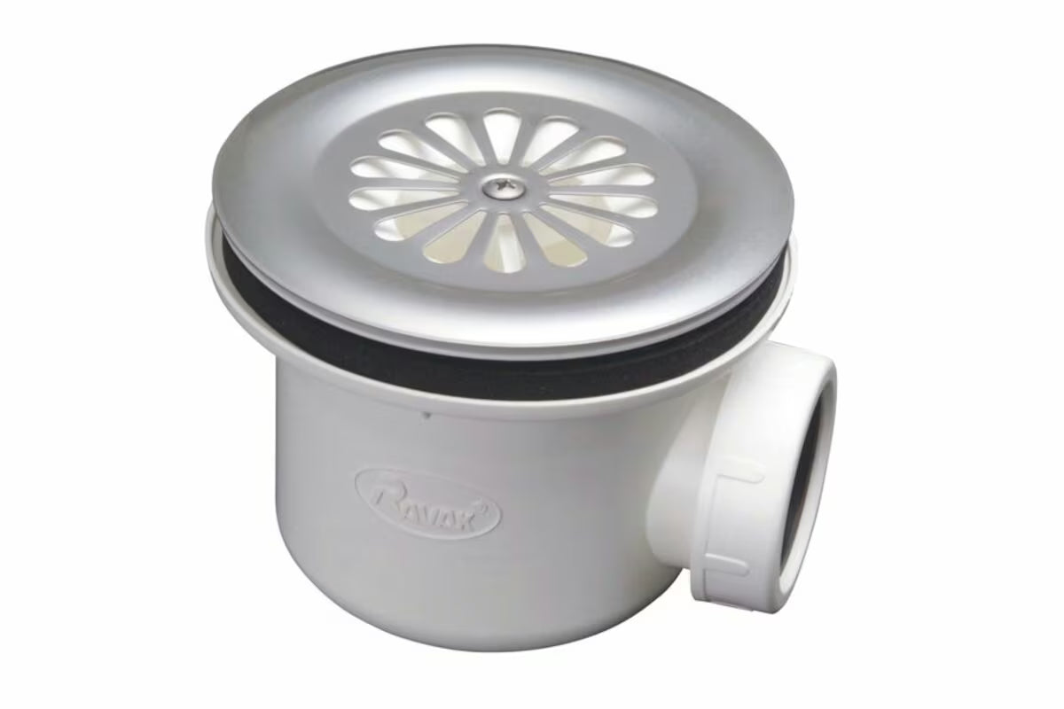 Sifon za tuš kadu sifon Ravak Basic 90 s poliranom rešetkom od nehrđajućeg čelika u sjajnom kromu