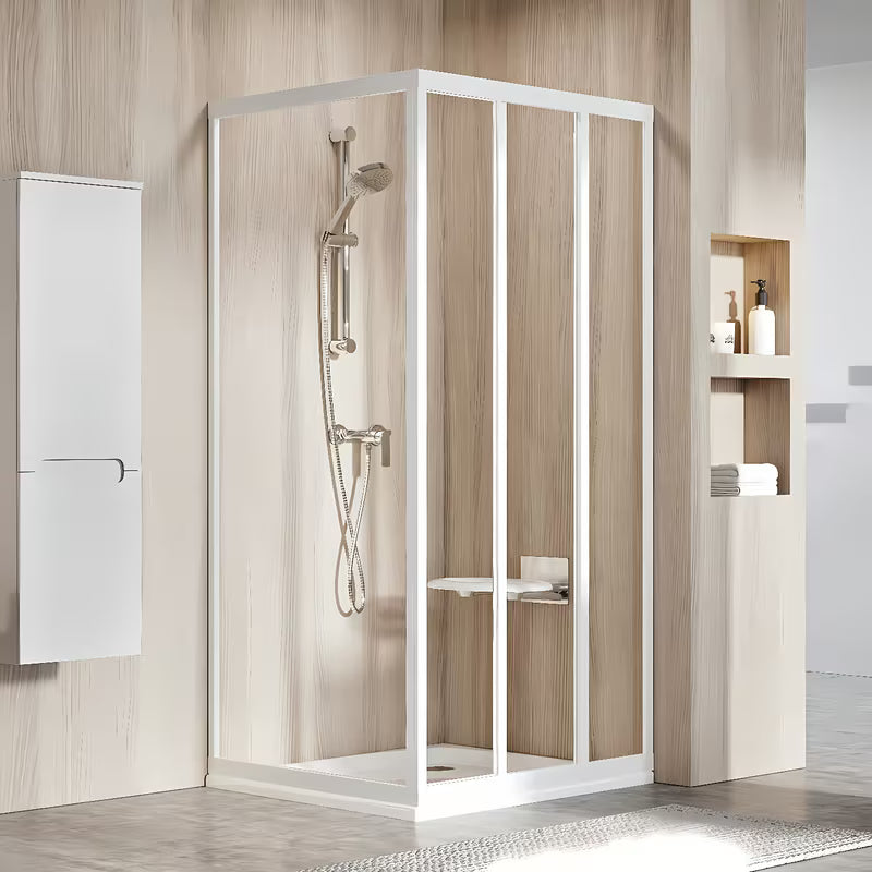 Bijela bočna stijena Ravak Supernova 80 cm s prozirnim sigurnosnim staklom i premazom Ravak anticalc®.