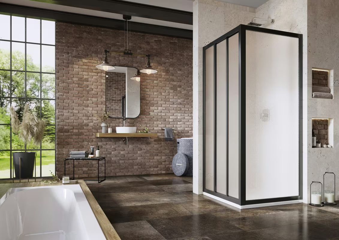 Crni klizne tuš vrata Ravak Supernova 130 cm s neprozirnim staklom Grape