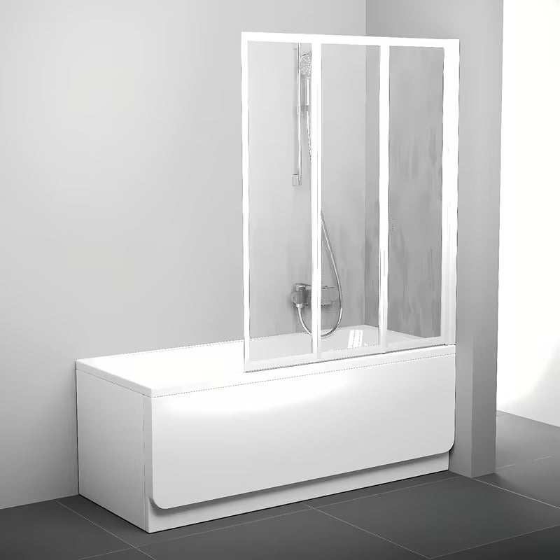 Bijela trodijelna sklopiva paravan za kadu Ravak Supernova s neprozirnom ispunom Rain