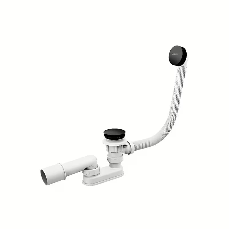 Odvodni komplet za kadu s preljevom 570 mm u mat crnoj boji s Click-Clack upravljanjem