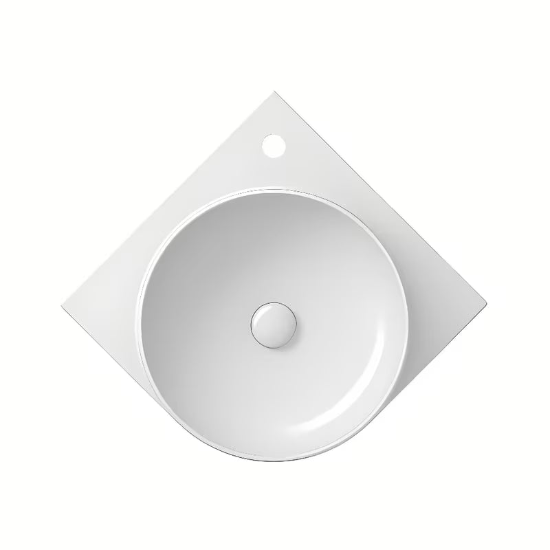 Bijeli keramički ugradbeni umivaonik Ravak Yard 45x45 cm s uvučenom odlagališnom plohom