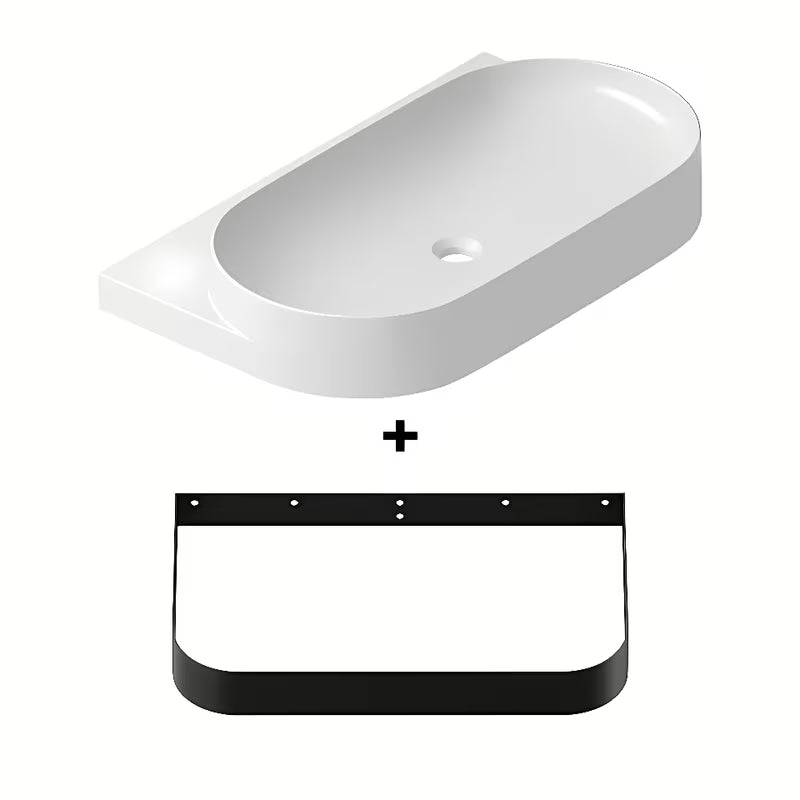 Bijeli keramički ugradbeni umivaonik Ravak Yard 80,5x50 cm s minimalističkim oblikom i odlagališnom plohom