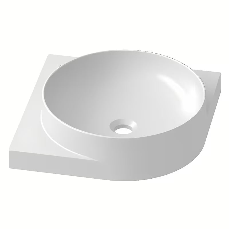 Bijeli keramički kutne viseći umivaonik Ravak Yard s uvučenom odlagališnom plohom