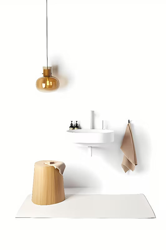 Bijeli keramički viseći umivaonik Ravak Yard 60 bez preljeva s otvorom pro za stojeću slavinu.