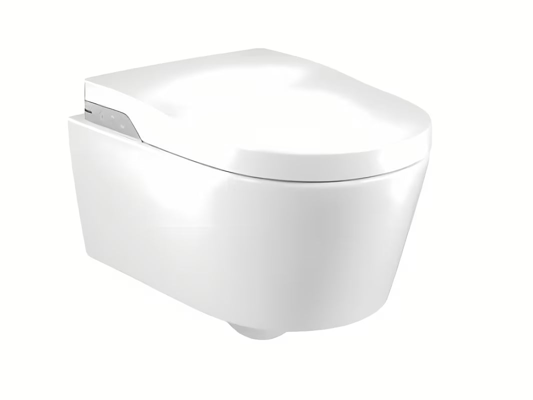 Viseća WC Školjka Roca Inspira In-Wash s integriranim bideom u bijeloj boji i Rimless izvedbi.