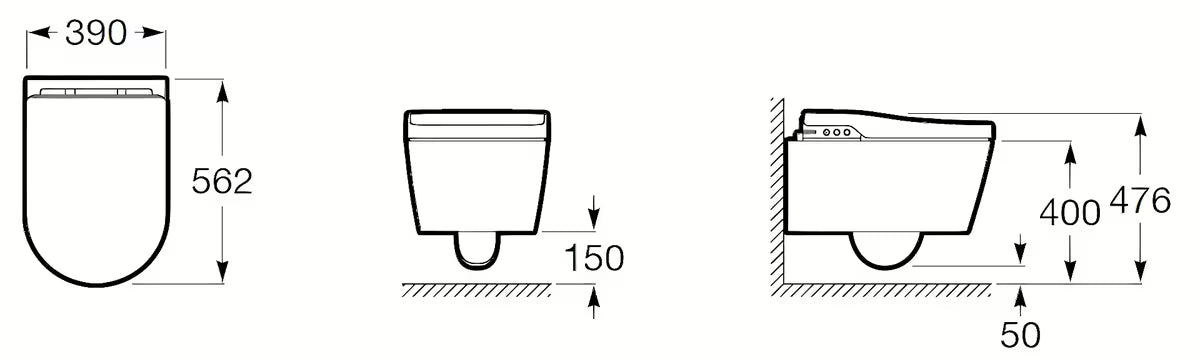 Viseća WC Školjka Roca Inspira In-Wash s integriranim bideom u bijeloj boji i Rimless izvedbi.