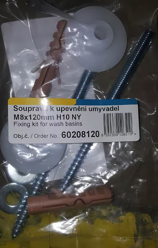 Montažni set Roca Nexo pro pričvršćenje pisoara i umivaonici s metalnim elementima i plastičnim čahurama.