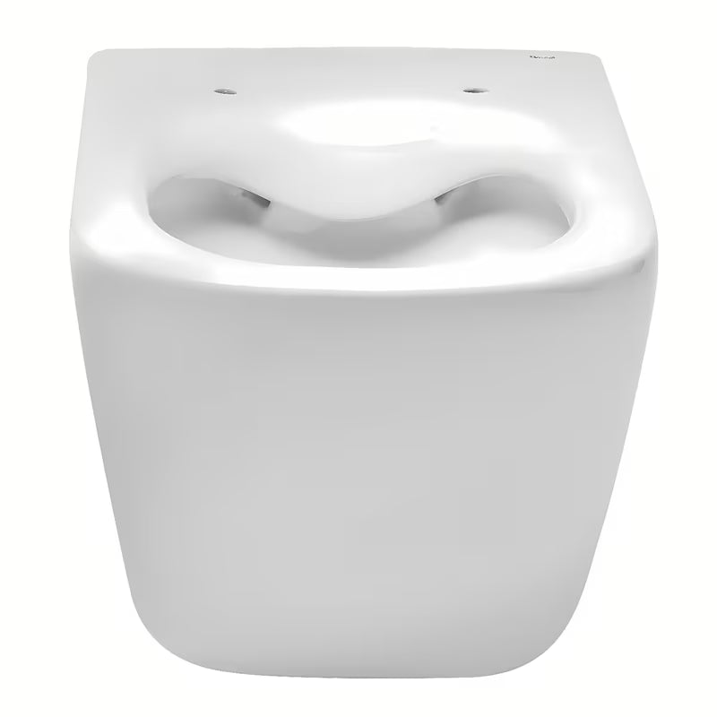 Bijeli viseća WC školjka Roca The Gap s Rimless izvedbom bez sustava za ispiranje i četvrtastim dizajnom