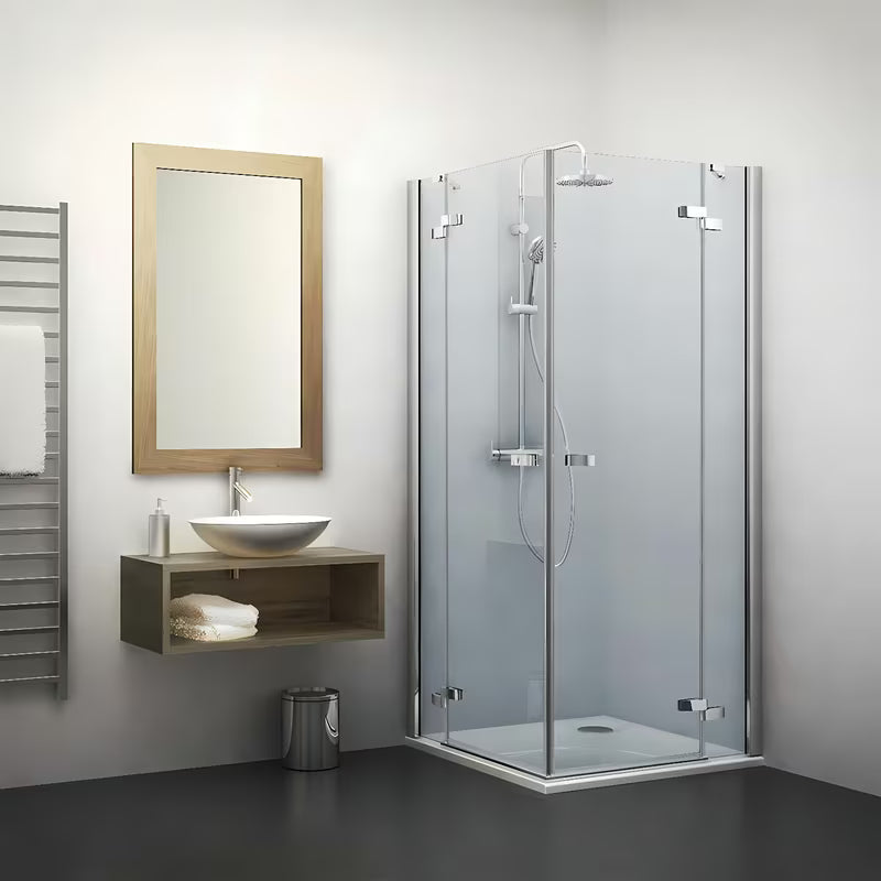 Bezokvirni tuš vrata Roth Elegant Line 80 cm u sjajnom kromu s prozirnim staklom, desna izvedba.