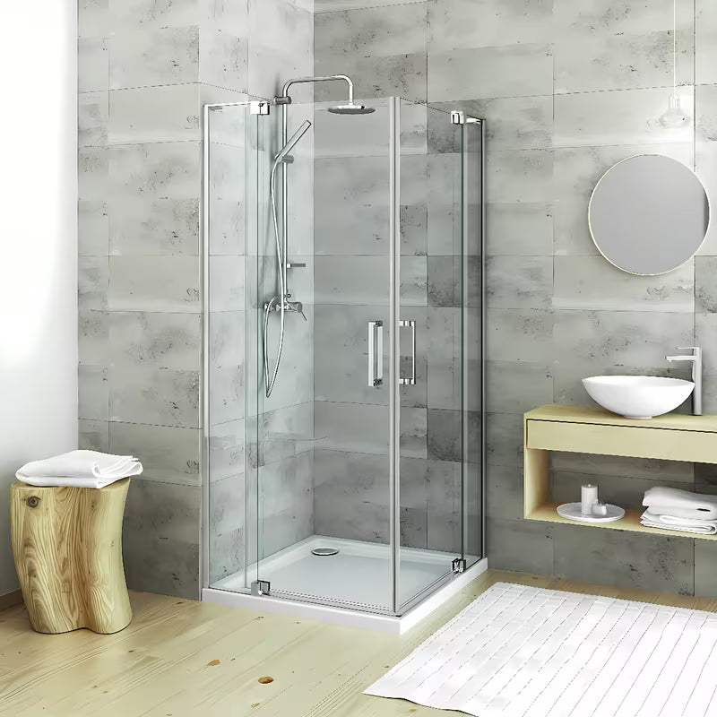 Bezokvirna jednokrilna tuš vrata Roth Elegant Neo Line 80 cm u sjajnom kromu s prozirnim staklom.