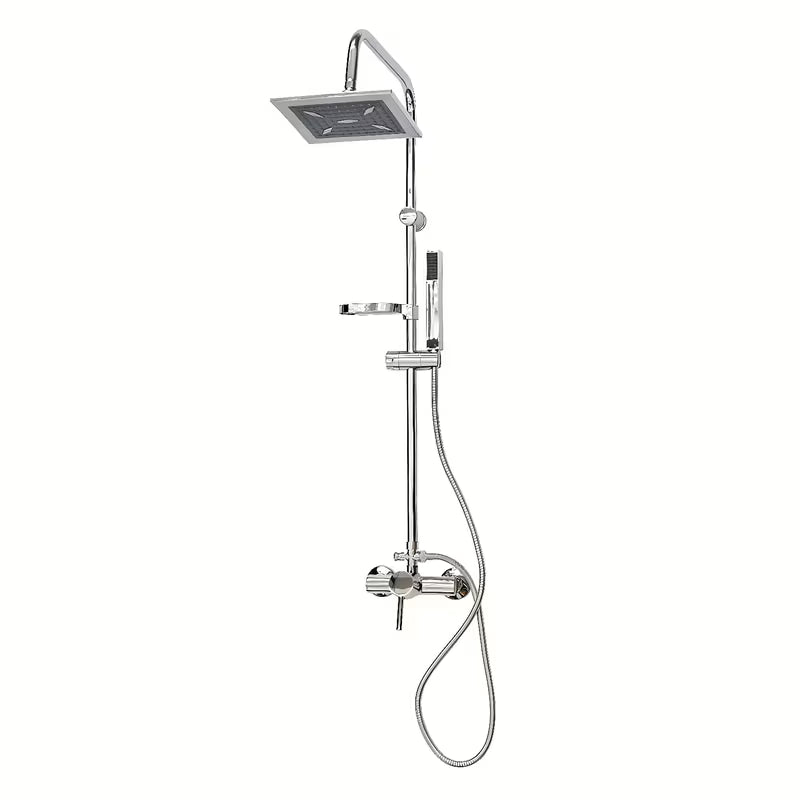 Tuš sustav Roth Florida Combi s jednoručnom slavinom u izvedbi chrome s ručnim i nadglavnim tušem.