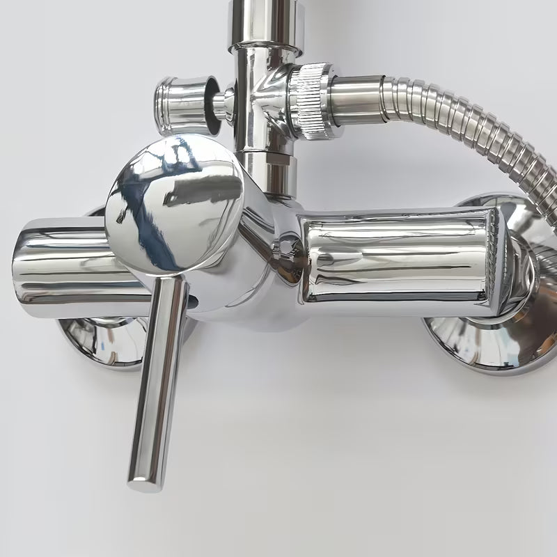 Tuš sustav Roth Florida Combi s jednoručnom slavinom u izvedbi chrome s ručnim i nadglavnim tušem.