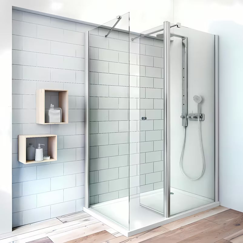Tuš stranica za vrata Roth Tower Line 120 cm u sjajnom kromu s prozirnim sigurnosnim staklom.