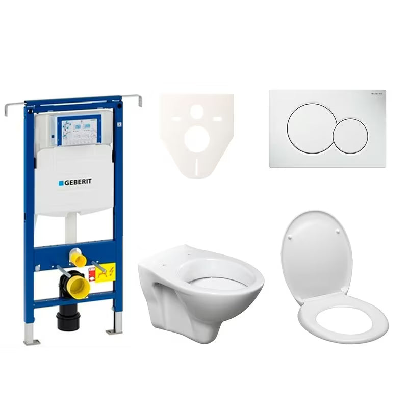 Viseći WC set S-Line Pro s modulom Geberit Duofix, sjedalom i bijelom tipkom za ispiranje