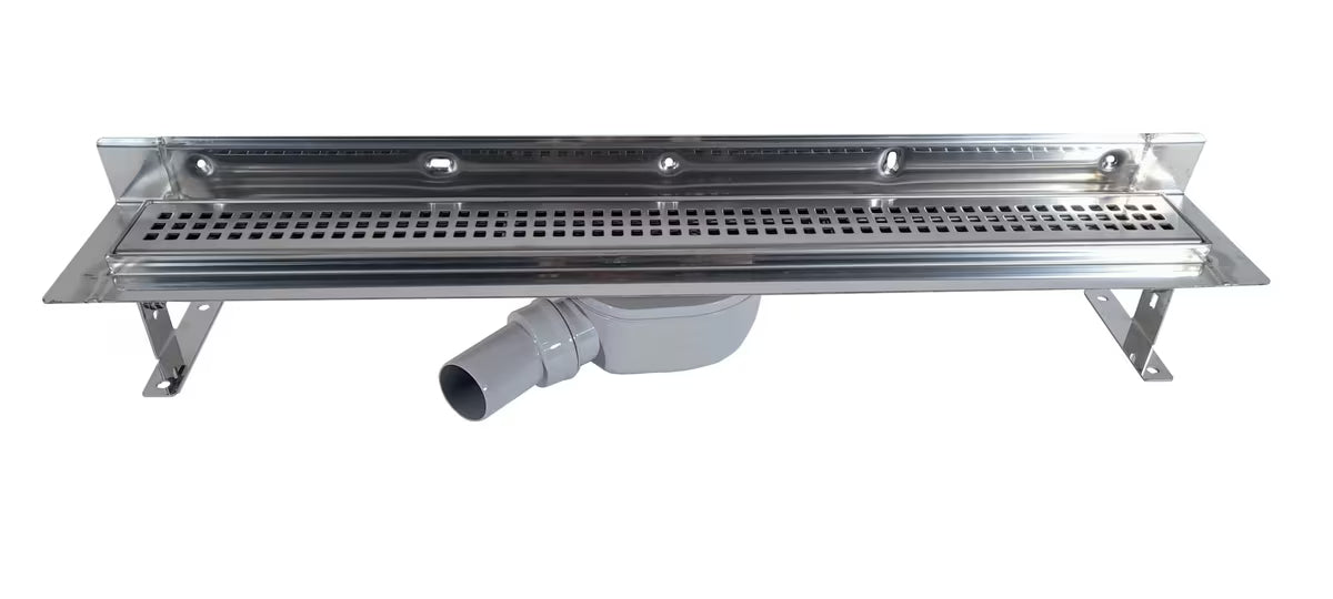 Nehrđajući tuš kanalica S-Line Klasik 65 cm s rešetkom, pro montaža ke zid, u sjajnoj izvedbi.