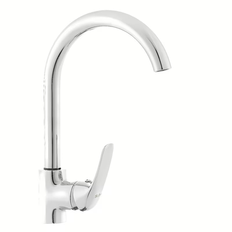 Kromirana jednoručna baterija stojeća miješalica za sudoper S-Line Pro s okretnim izljevom s uvučenim perlatorom.