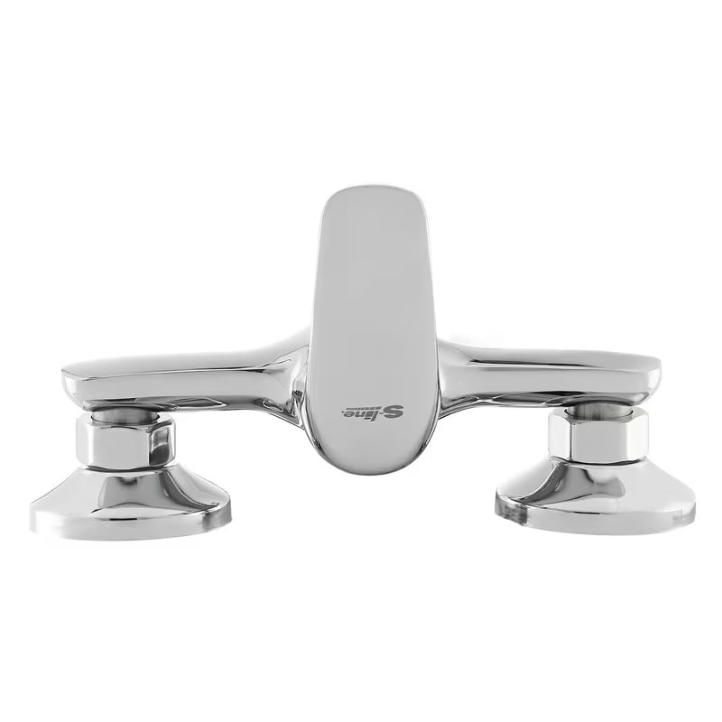 Zidna jednoručna baterija miješalica za tuš S-Line Pro u sjajnom kromu s modernim zaobljenim dizajnom.