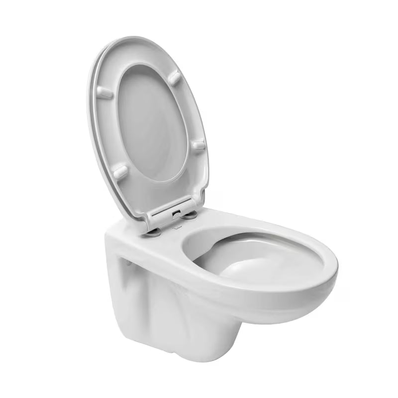 Bijeli viseća WC školjka SIKO S-Line Pro bez sustava za ispiranje s vodoravnim odvodom.