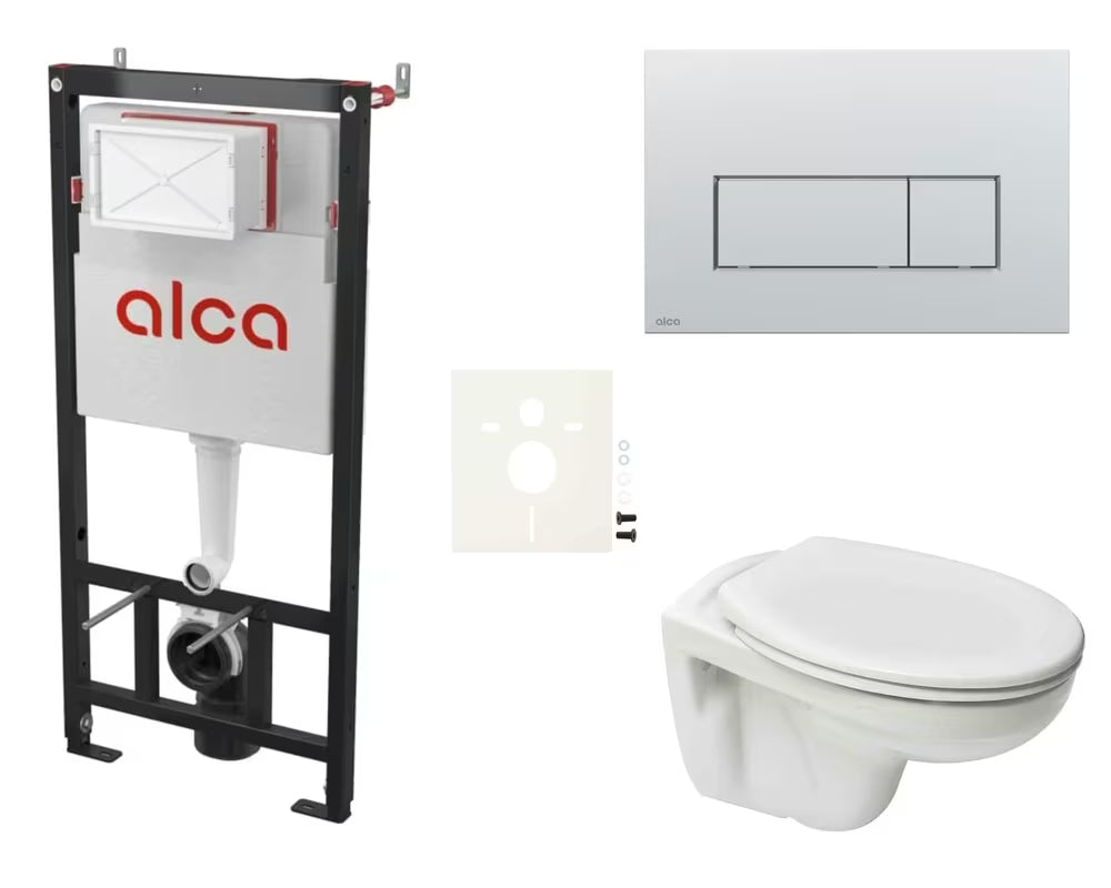 Viseći WC set S-Line Pro s predzidnim modulom, vodokotlićem Alca i sjedalom od duroplasta