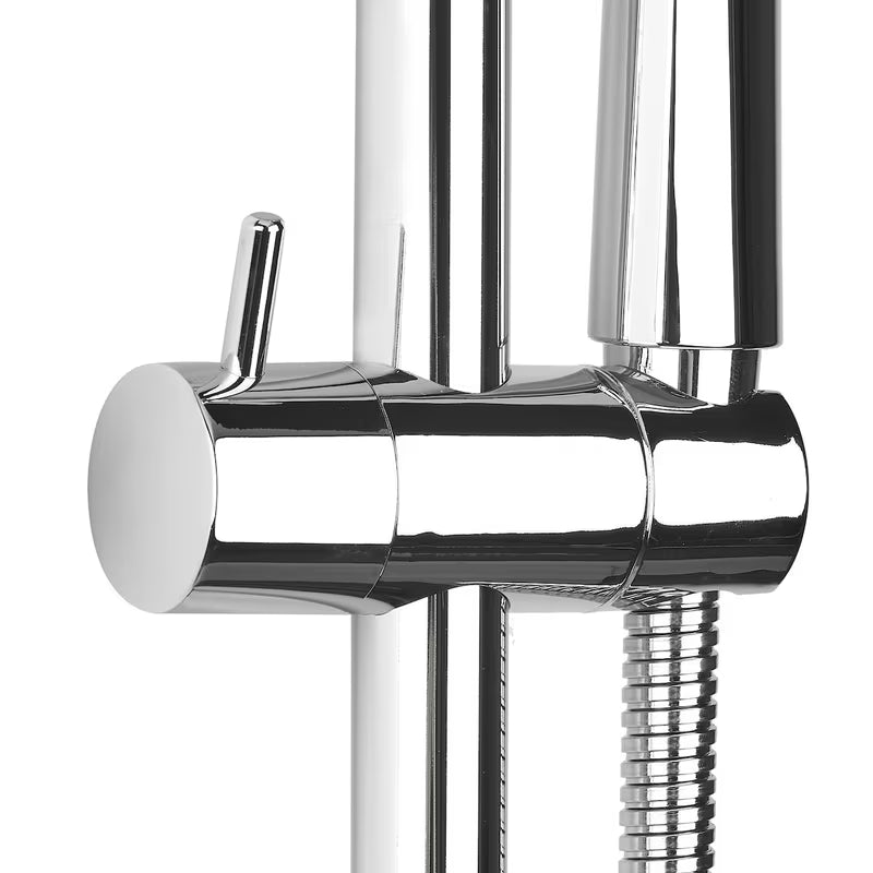 Tuš set S-Line Chrome s 3-funkcijskim ručnim tušem i podesivim držačem na tuš šipki.