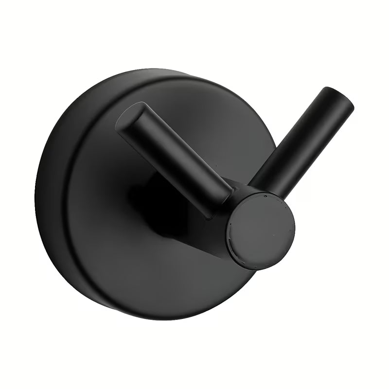 Crni dvostruka kuka Sanela za kupaonicu s mogućnošću montaže lijepljenjem ili bušenjem.