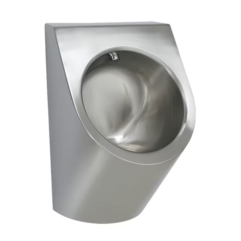 Nehrđajući pisoar Sanela Supersteel sa senzorom i skrivenim ispiranjem u antivandal izvedbi.