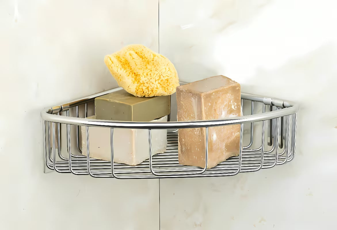 Sjajna kutna polica Sanela od nehrđajućeg čelika za kupaonicu pro odlaganje kozmetike i dodataka