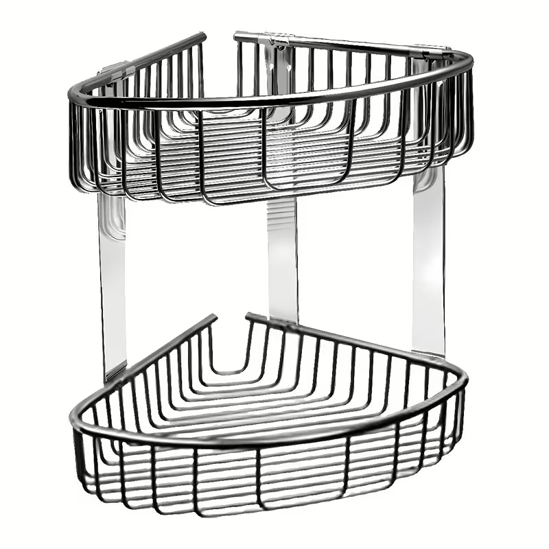 Dvokatna kutna polica Sanela od nehrđajućeg čelika sa sjajnom površinom pro kupaonicu