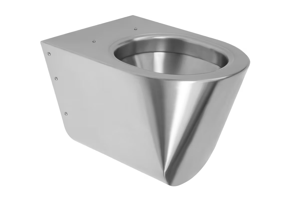 Viseće nehrđajući WC školjke Sanela Supersteel s mat površinom u antivandal izvedbi