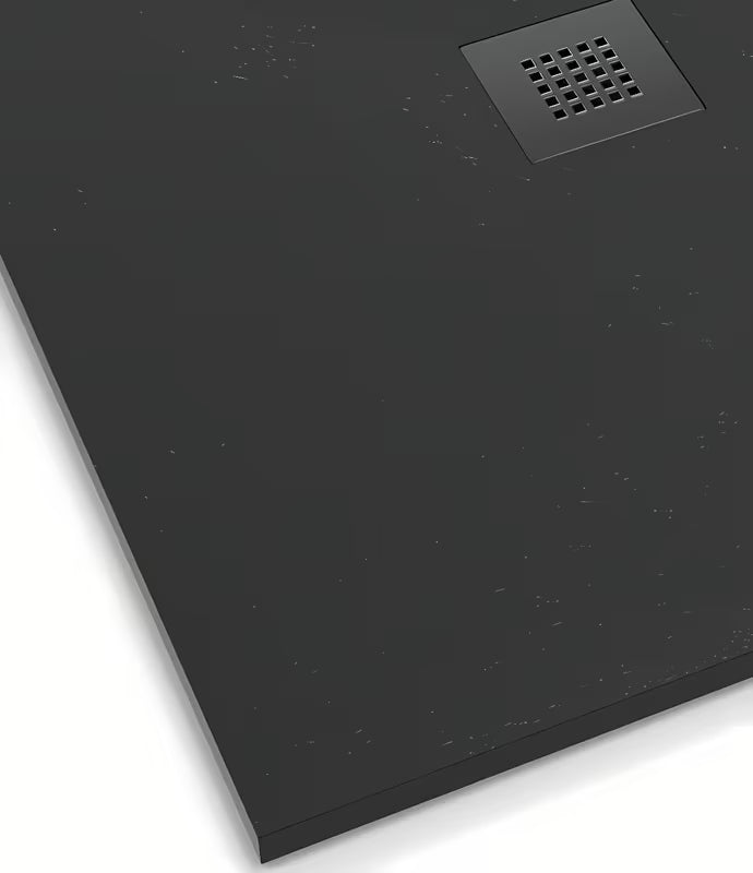 Polukružna tuš kada SAT Alek 80x80 cm od lijevanog mramora u crnoj boji