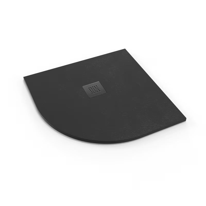 Crna polukružna tuš kada SAT Alek 90x90 cm od lijevanog mramora.