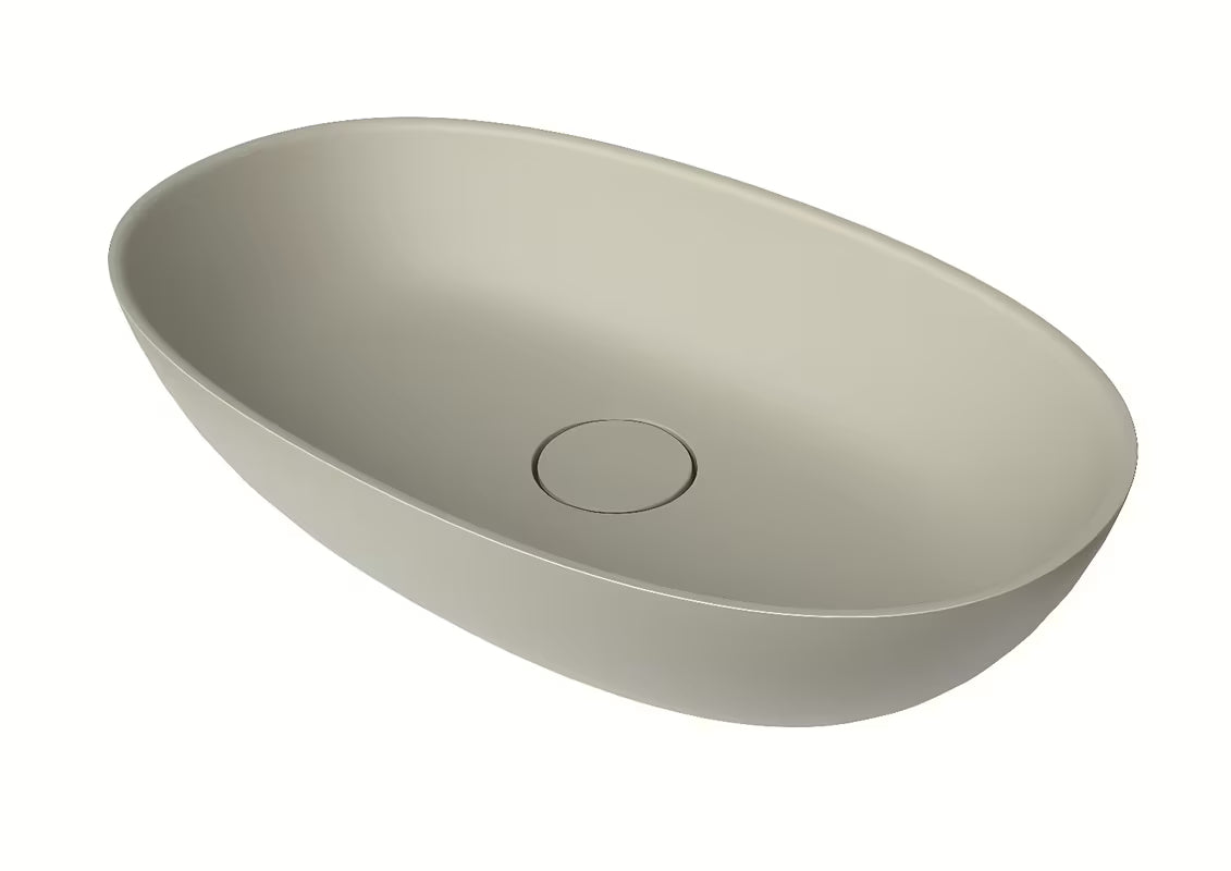 Bež umivaonik na ploču SAT Aula 60x36 cm od lijevanog mramora bez preljeva