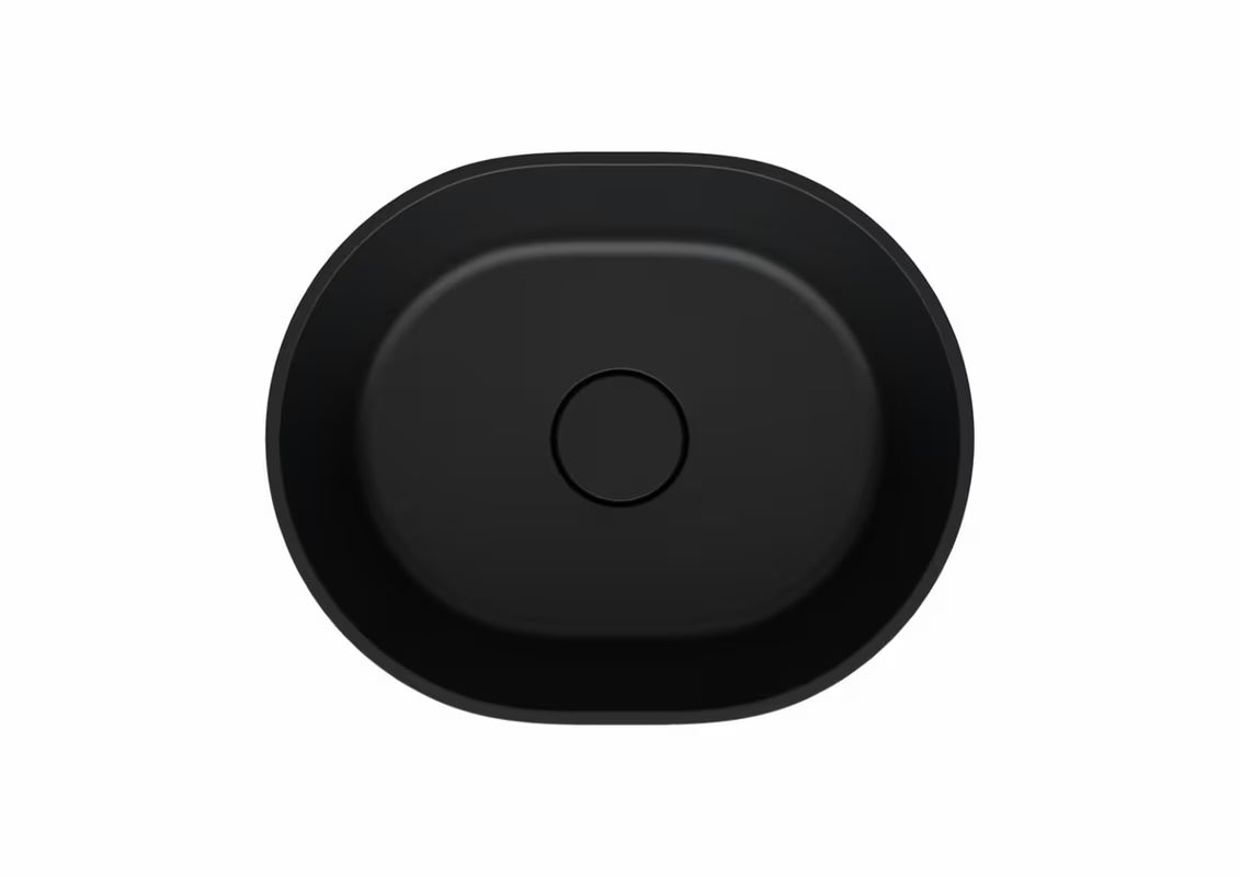 Crni umivaonik na ploču SAT Aula od lijevanog mramora, dimenzija 47x38 cm