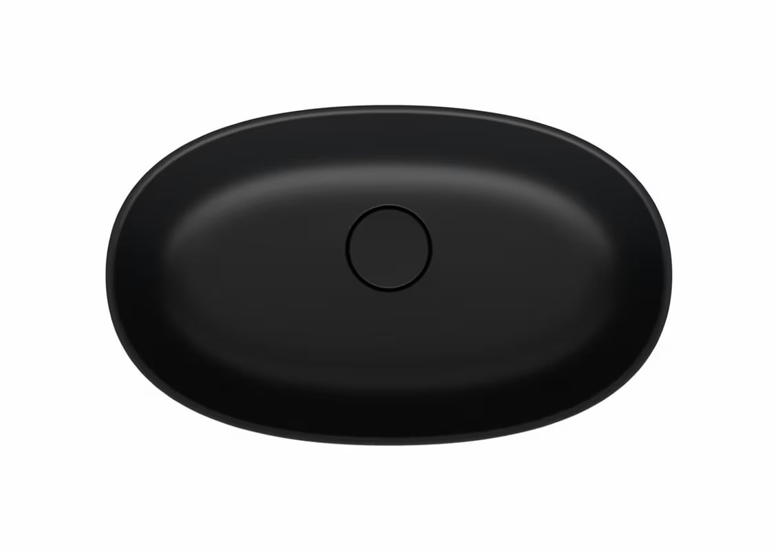 Crni umivaonik na ploču SAT Aula od lijevanog mramora, dimenzija 60x36 cm