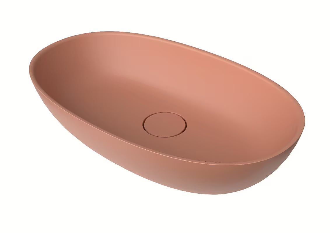 Ružičasti umivaonik na ploču SAT Aula 60x36 cm od lijevanog mramora bez preljeva