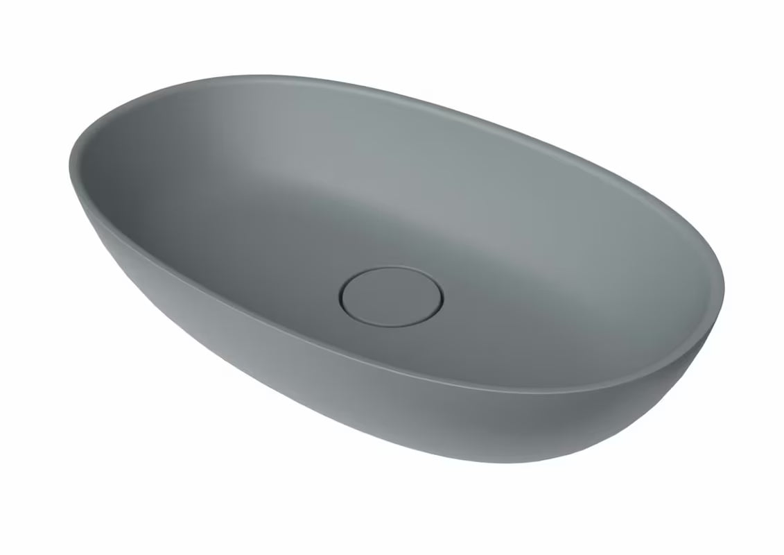 Svijetlosivi umivaonik na ploču SAT Aula 60x36 cm od lijevanog mramora bez preljeva