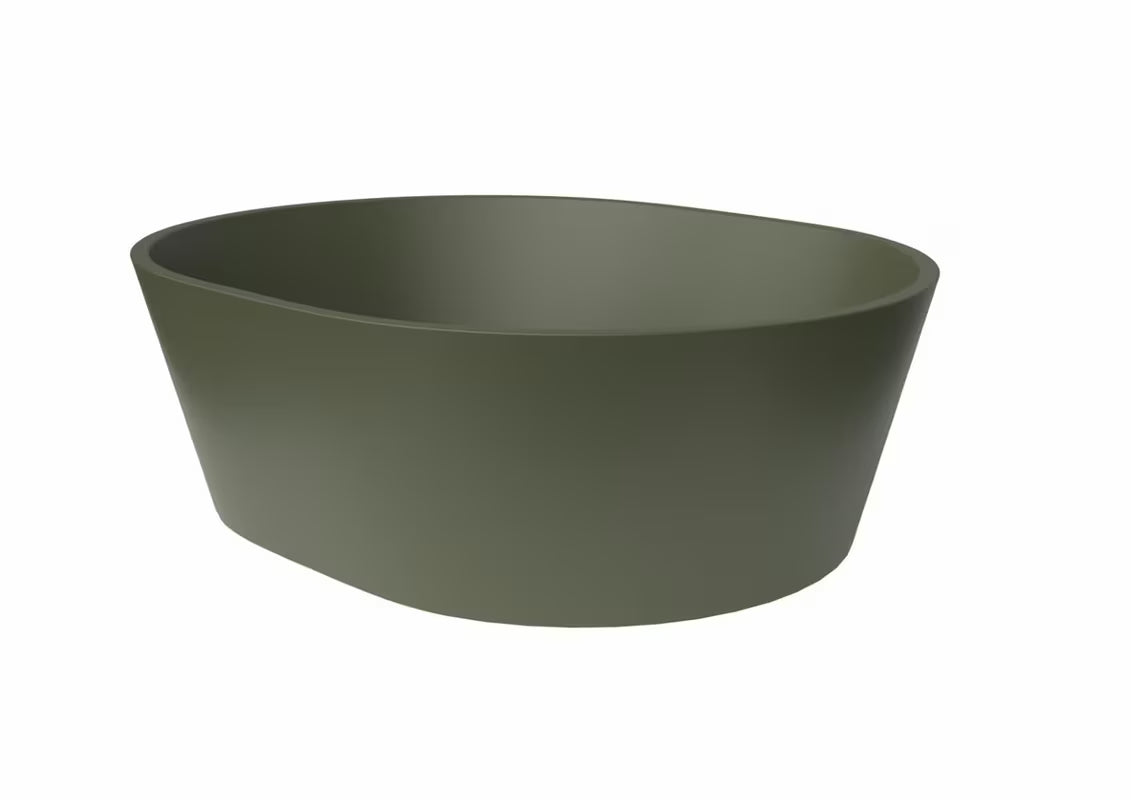 Zeleni umivaonik na ploču SAT Aula od lijevanog mramora bez otvora za miješalicu i bez preljeva