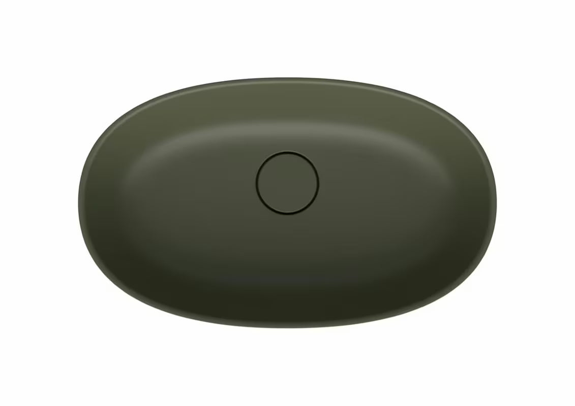 Zeleni umivaonik na ploču SAT Aula 60x36 cm od lijevanog mramora bez preljeva