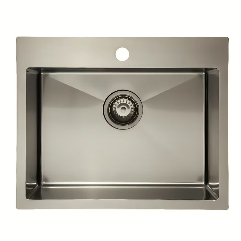 Kuhinjski jednostruki sudoper od nehrđajućeg čelika SAT Aurum gun metal, pro ugradnja na radnu ploču, bez ocjedne plohe