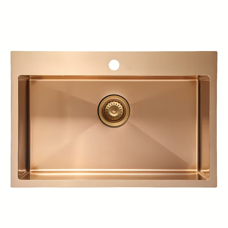 Kuhinjski jednostruki sudoper SAT Aurum rose gold od brušenog nehrđajućeg čelika, montaža na radnu ploču
