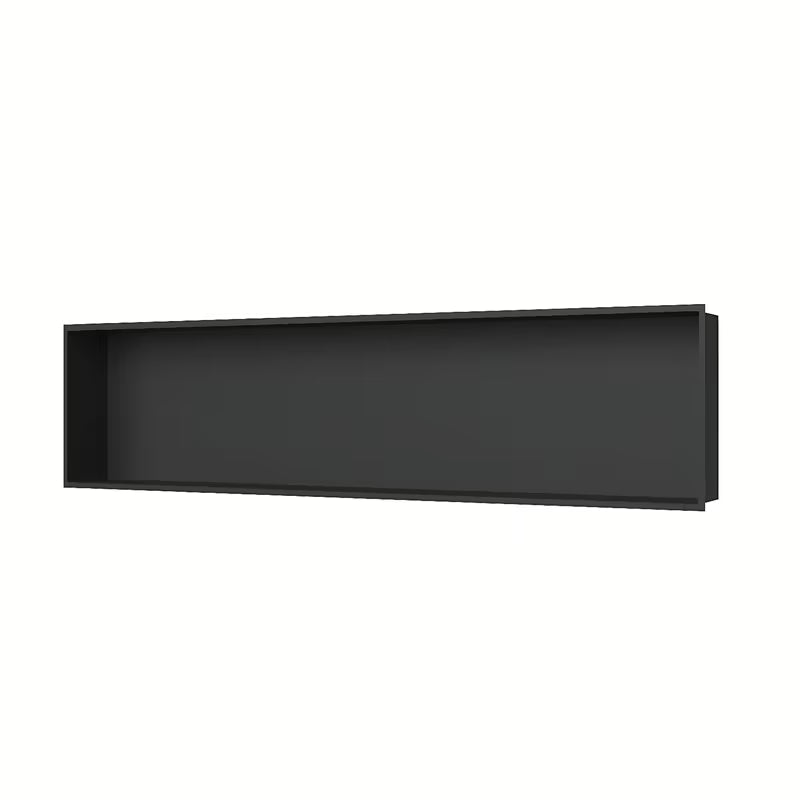 Ugradbeni polica SAT Aurum u crnoj mat izvedbi od nehrđajućeg čelika s okvirom oko niše.