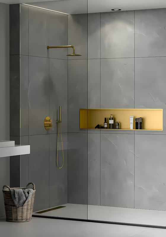 Zlatna kupaonska niša SAT Aurum od nehrđajućeg čelika 304 s okvirom