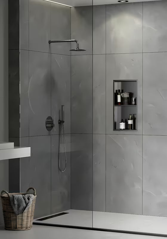 Tuš niša SAT Aurum od nehrđajućeg čelika 304 u boji gun metal s okvirom i dodatnom policom