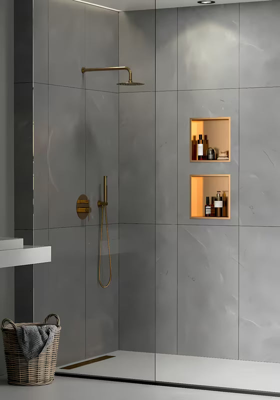 Tuš niša SAT Aurum od nehrđajućeg čelika u boji brušenog rose gold s okvirom