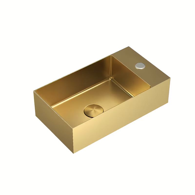 Viseći umivaonik SAT Aurum 40 x 22 cm od nehrđajućeg čelika u zlatnoj boji